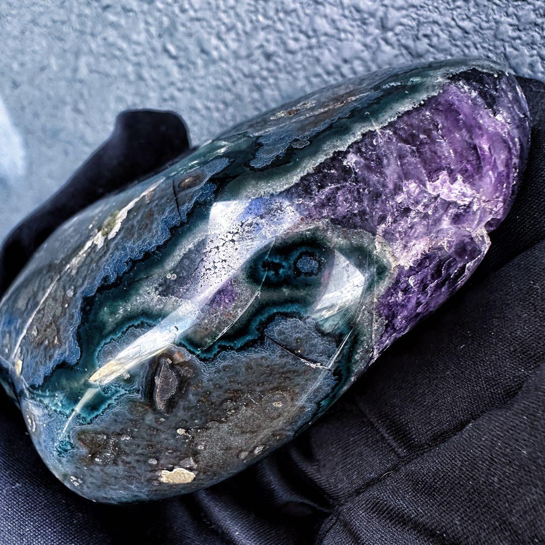 濃紫の煌めき☆瑪瑙☆&アメジストミニドーム&アイリスクォーツ浄化セットA1184