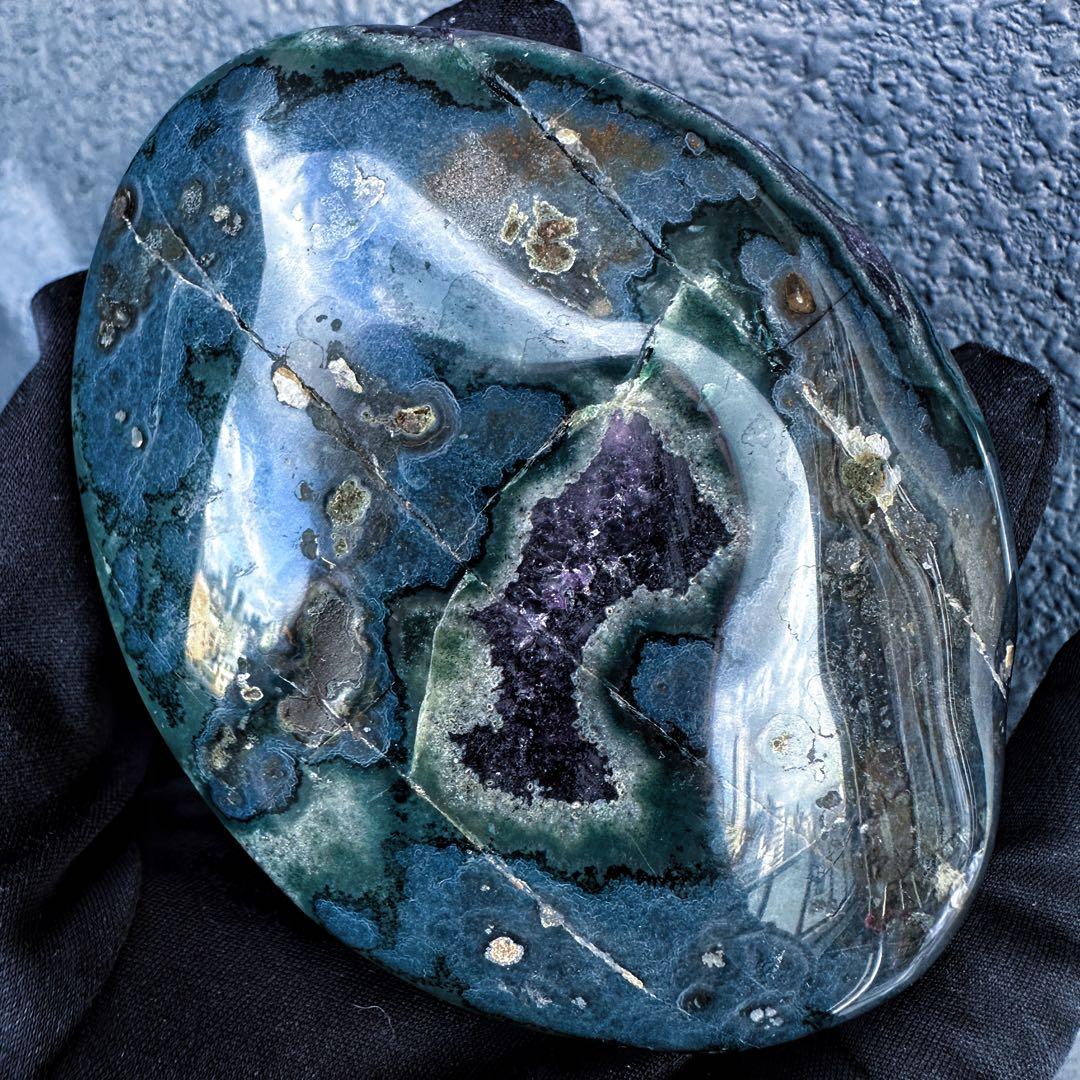 濃紫の煌めき☆瑪瑙☆&アメジストミニドーム&アイリスクォーツ浄化セットA1184