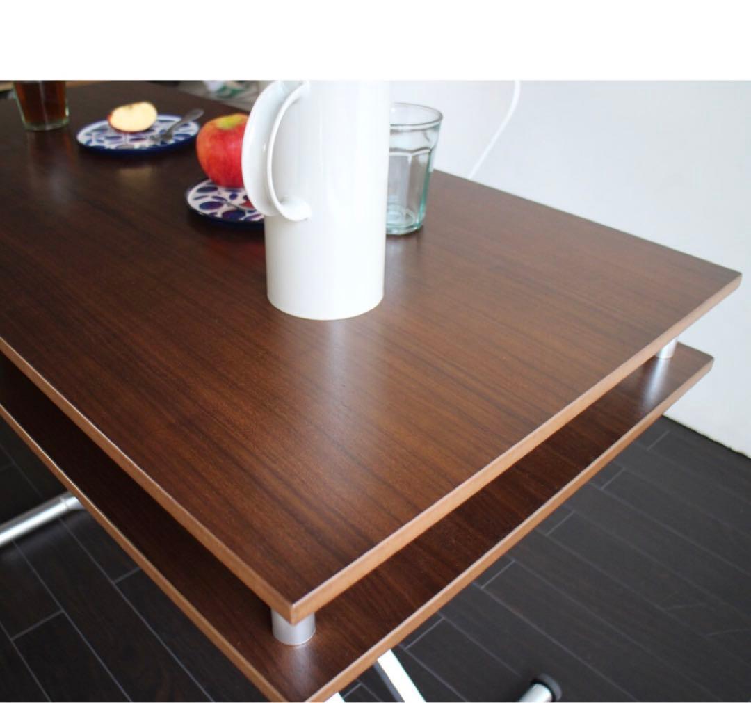 【送料込み】ディノス　棚付き昇降式テーブル 幅120cm