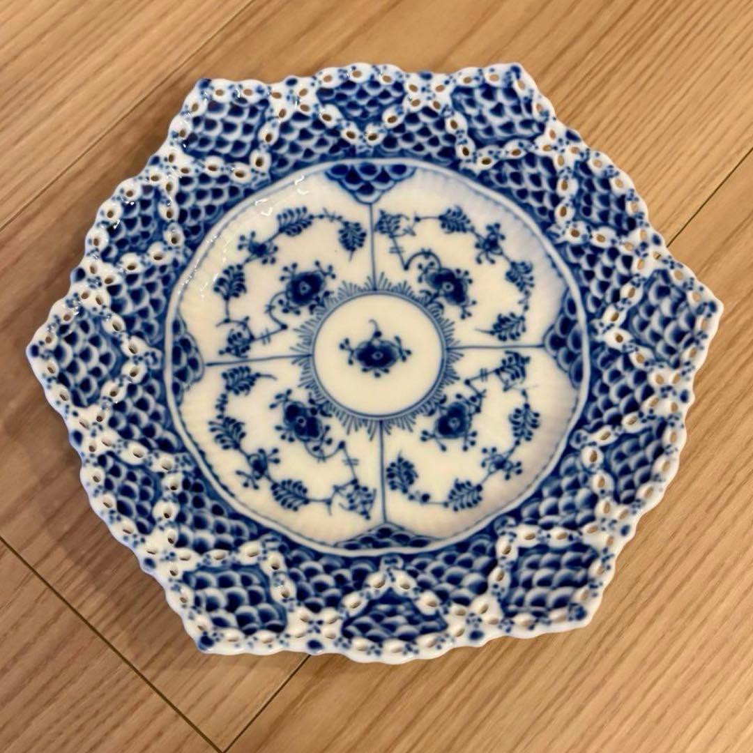 ロイヤルコペンハーゲン ブルーフルーテッド ダブルレース プレート