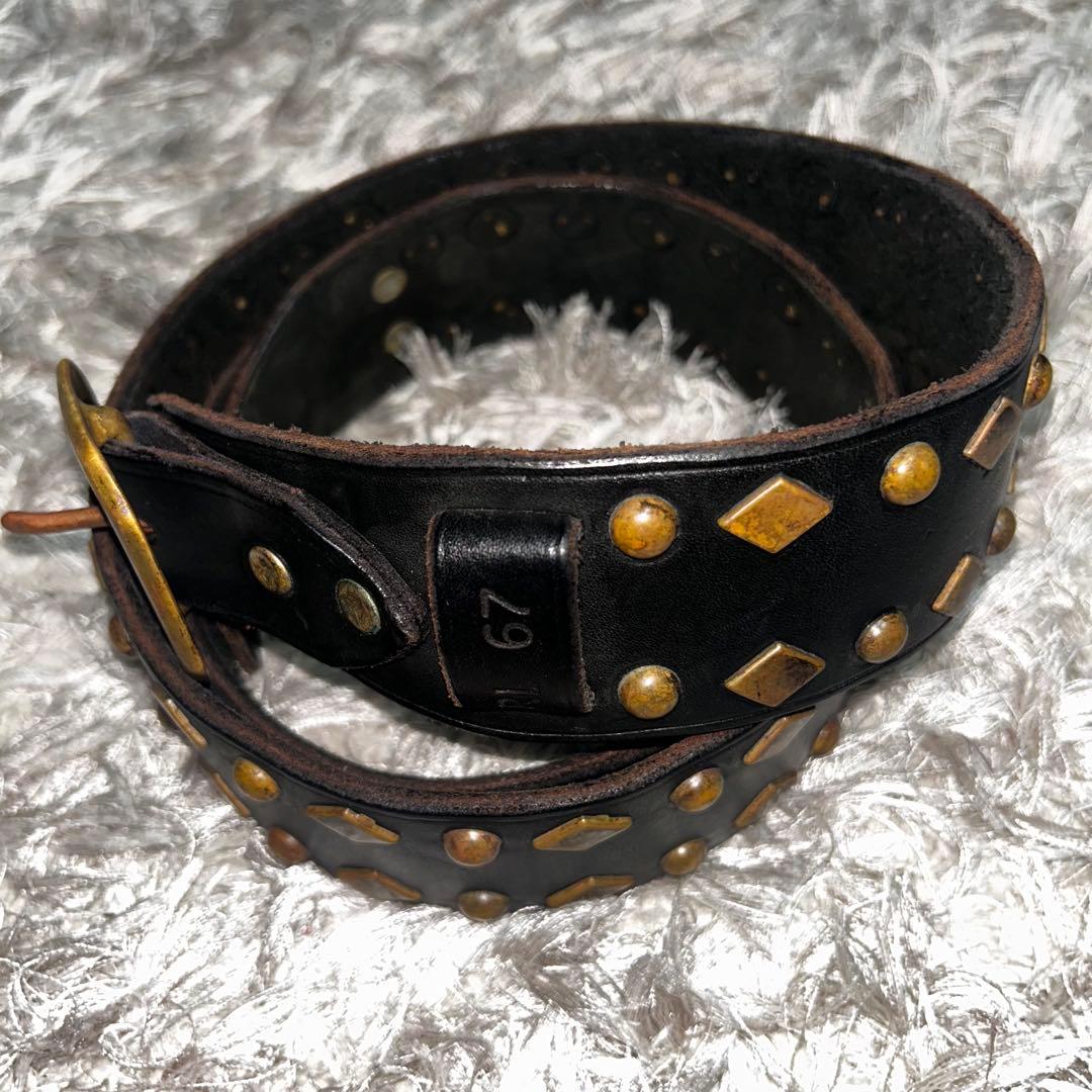 POLO RALPH LAUREN スタッズレザーベルト【W34】本革　アメカジ