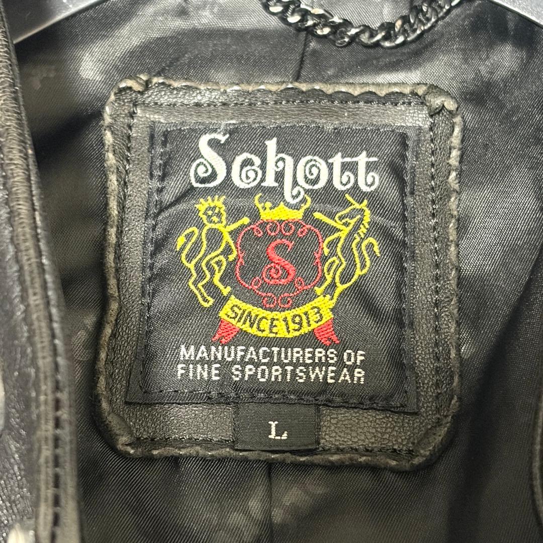 美品✨Schott ダブルブレスト ライダースジャケット ラムレザー