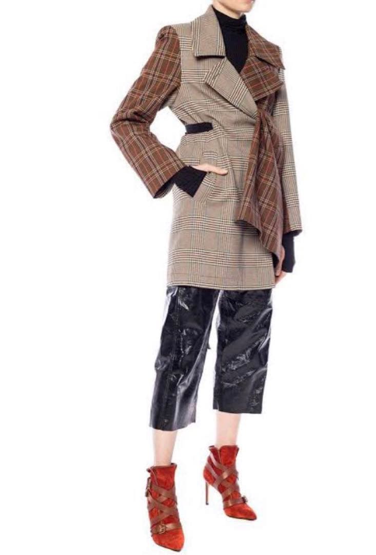 【定価13万】19AW MM6 docking Check wrap coat