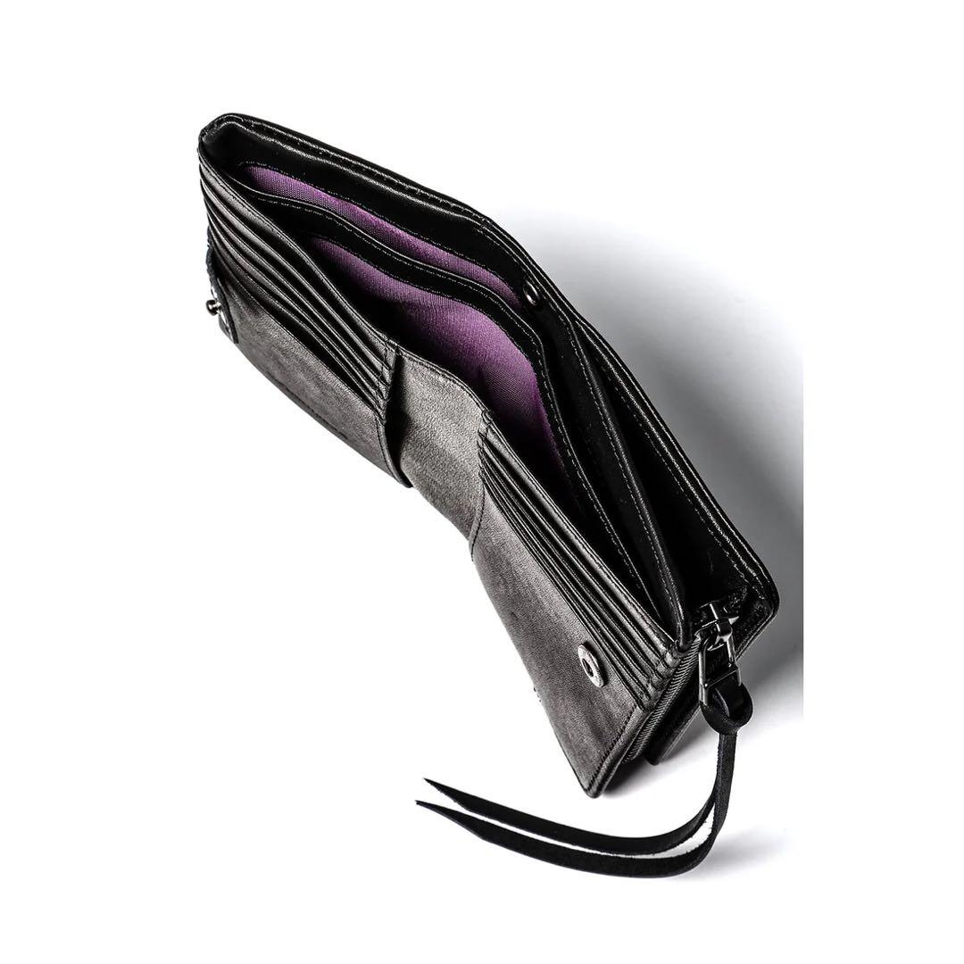 RIPVANWINKLE レザーウォレット 二つ折り財布 ブラック 縦 ボタン留