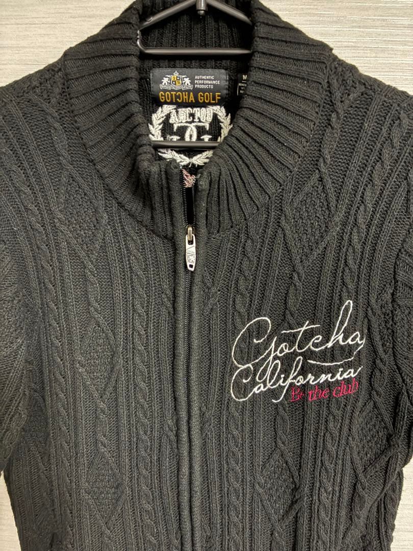 Gotcha Golf ゴルフ フルジップ 黒 M 刺繍ロゴ