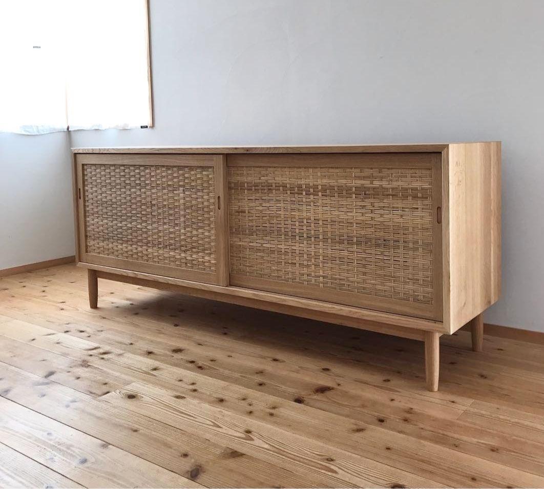 お値下げ★サイドボード　オーク無垢材　キャビネット　北欧インテリア