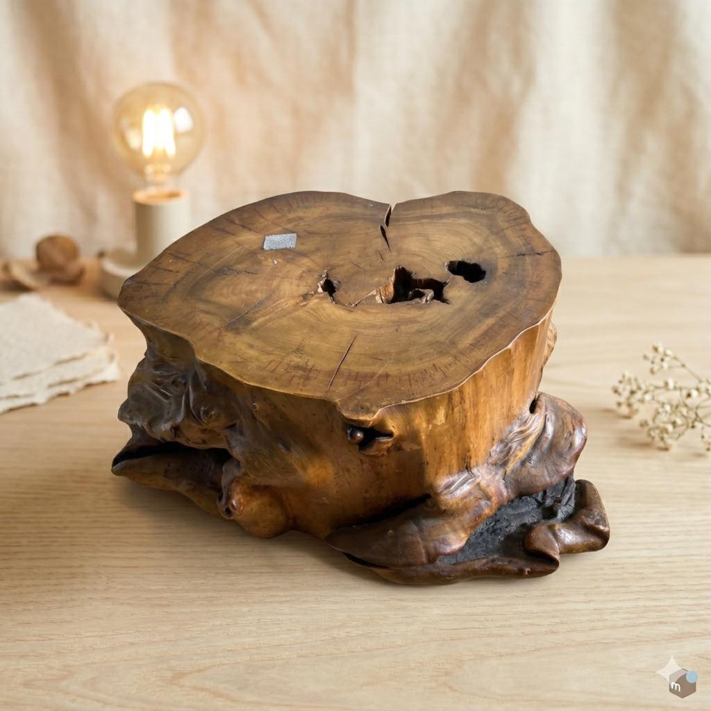 天然木 台座 切り株 無垢材 民芸品 木彫り 熊用 台座 重厚　特大　ビンテージ