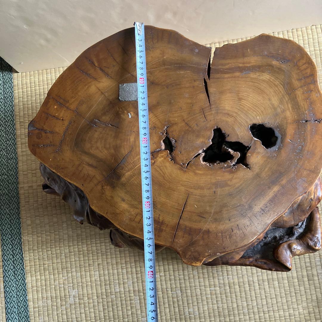 天然木 台座 切り株 無垢材 民芸品 木彫り 熊用 台座 重厚　特大　ビンテージ