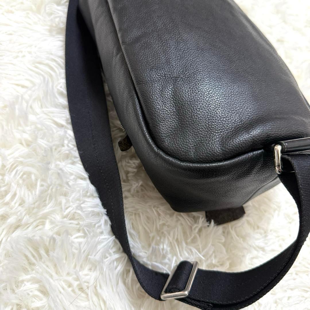 【美品✨】コーチ トンプソン ショルダーバッグ レザー ブラック 黒 チャーム付