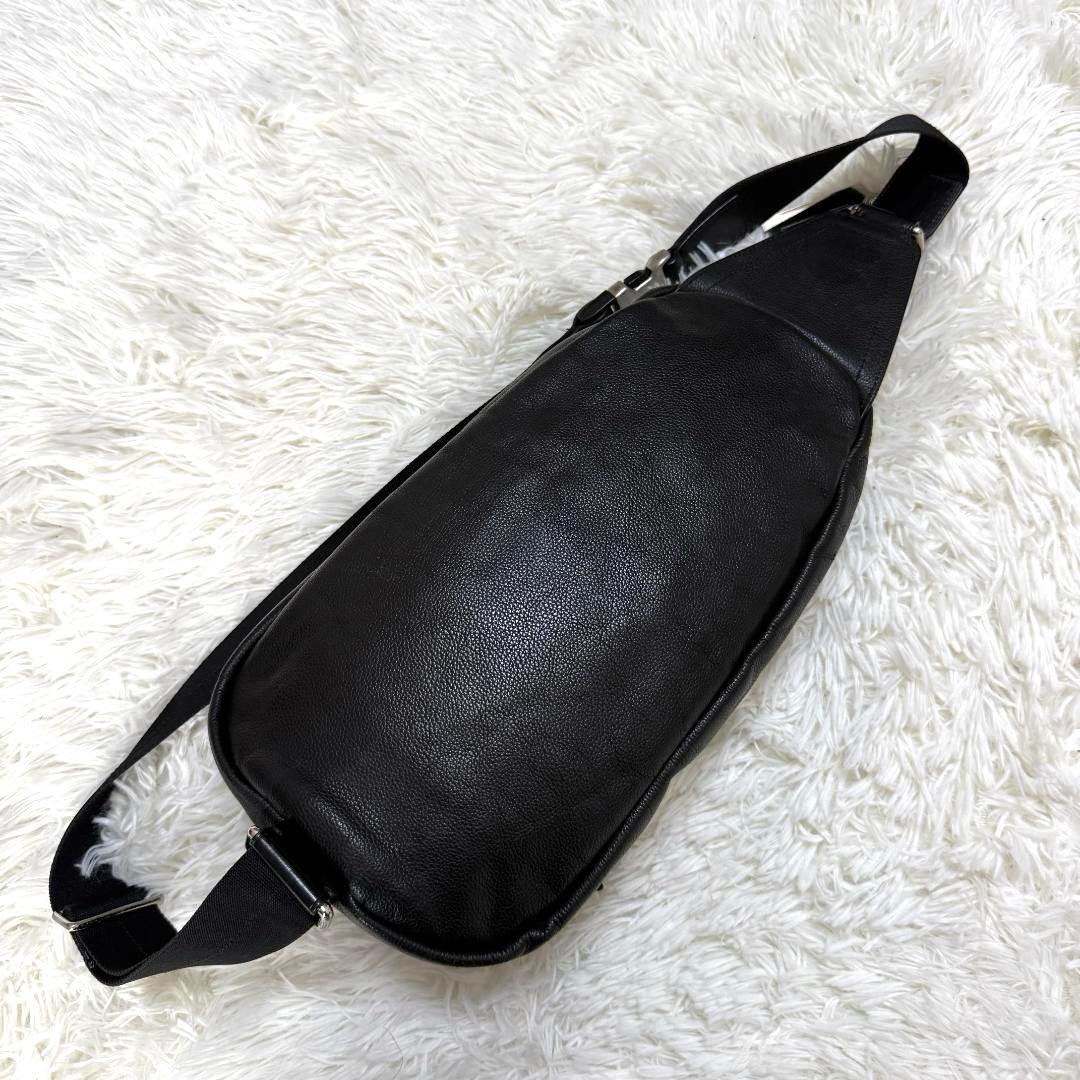 【美品✨】コーチ トンプソン ショルダーバッグ レザー ブラック 黒 チャーム付