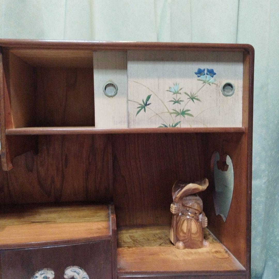 100年前　茶箪笥　飾り棚　サイドボード　桐家具　手作り　大正　昭和　民芸家具