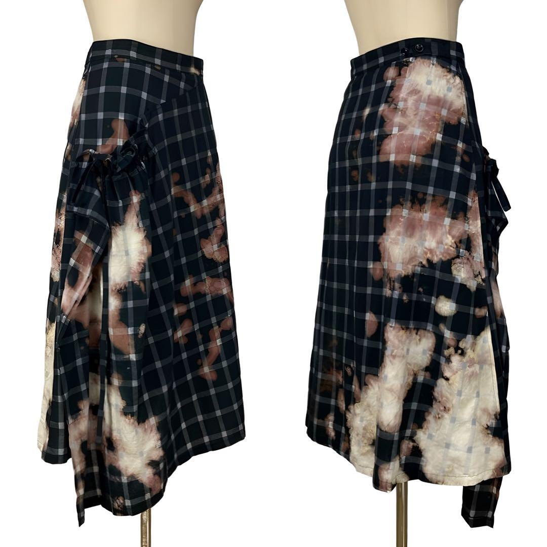Y's ワイズ SMOKE BLEACH CHECK SKIRT 1