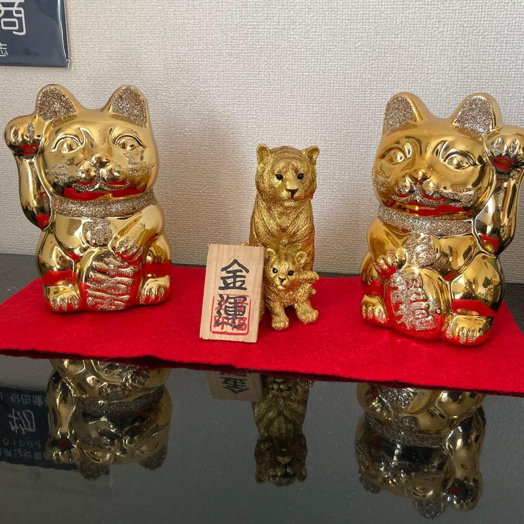 金色の招き猫セット 大中小