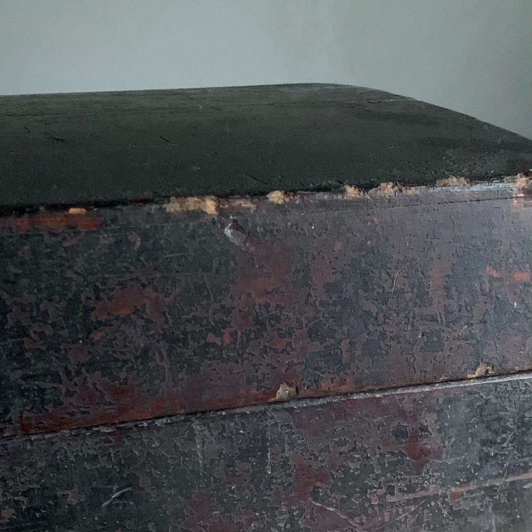 日本の古道具 古い 木箱 塗りの箱 古道具 アンティーク オブジェ