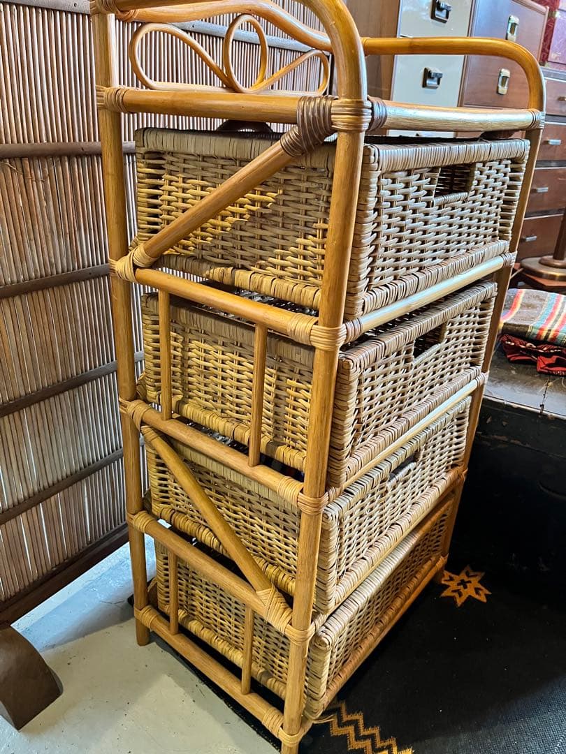 籐/ラタン/収納/ラック/レトロ