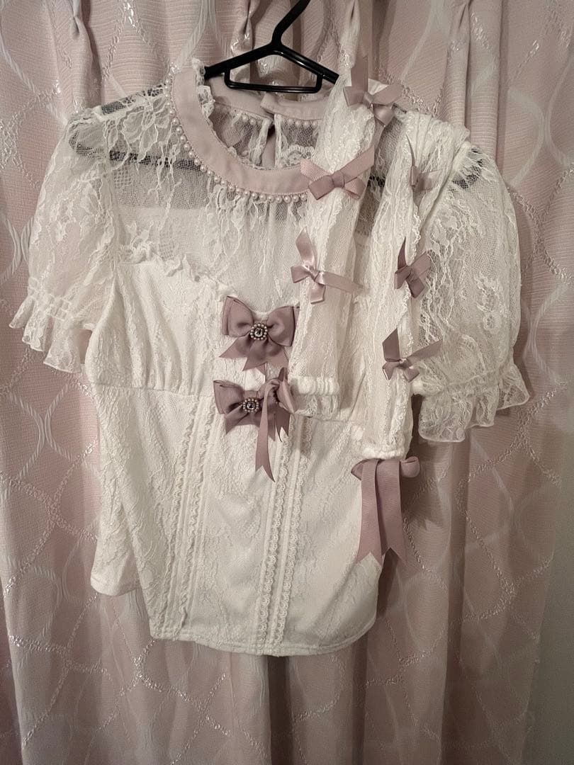 LIZLISA リボンアームウォーマーレーストップス ピンク