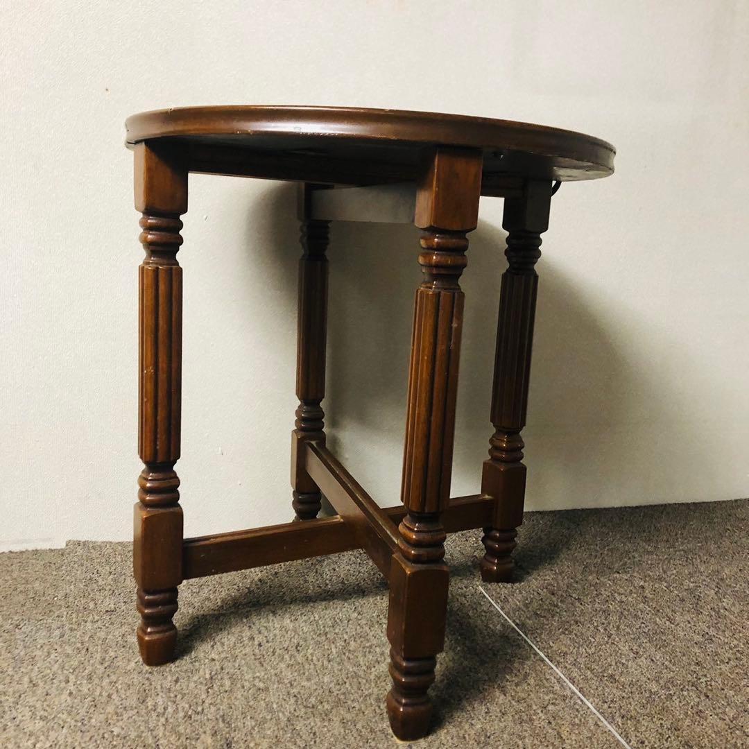 F67アンティーク品✨丸テーブル サイドテーブル 折りたたみ式ラウンドテーブル