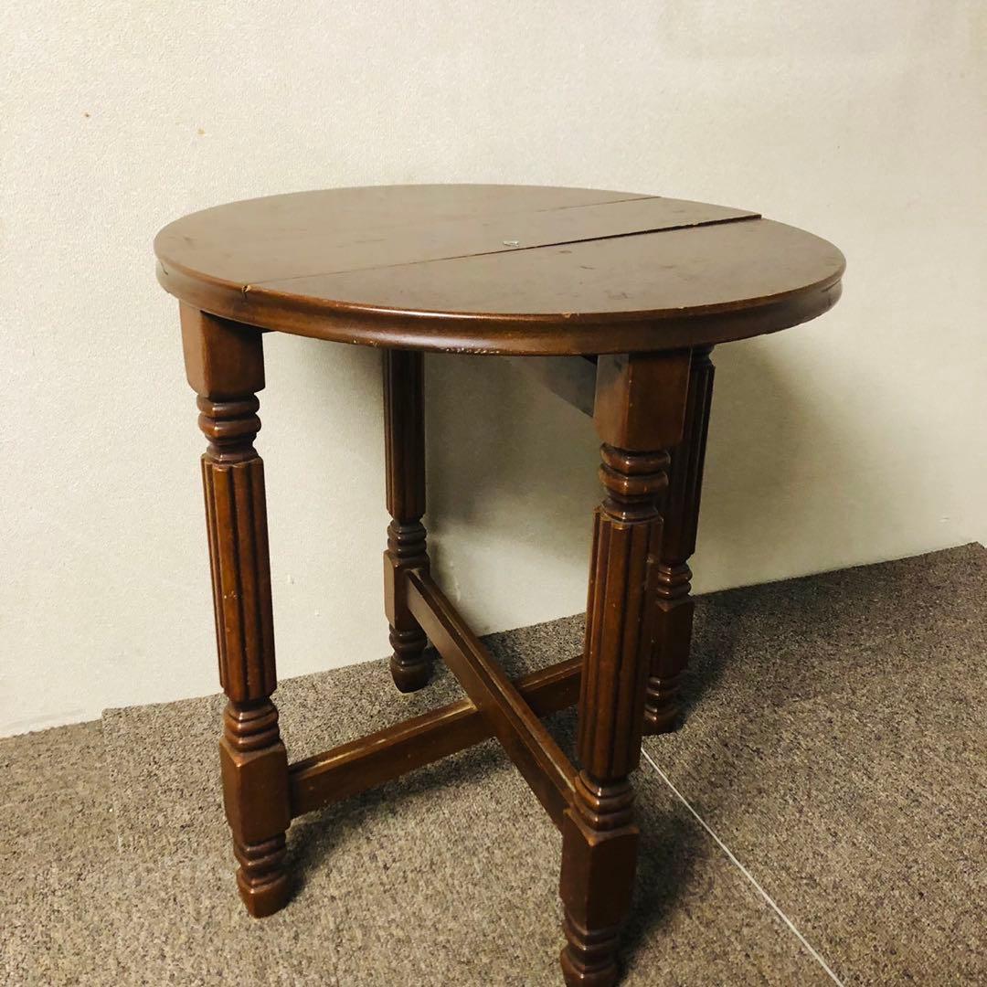F67アンティーク品✨丸テーブル サイドテーブル 折りたたみ式ラウンドテーブル