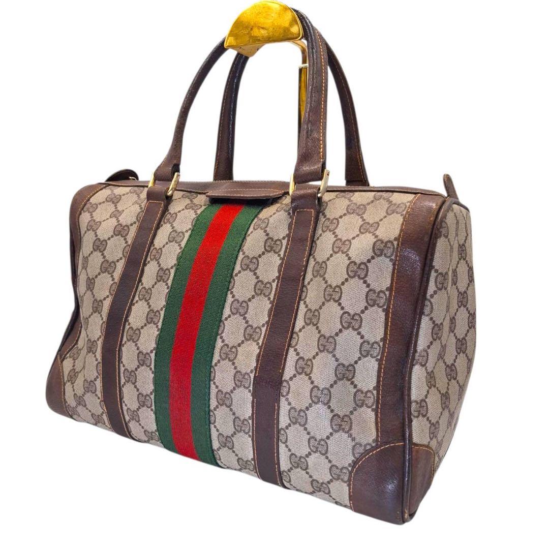 OLD GUCCI ミニボストン ハンドバッグ GG柄 シェリーライン　0138