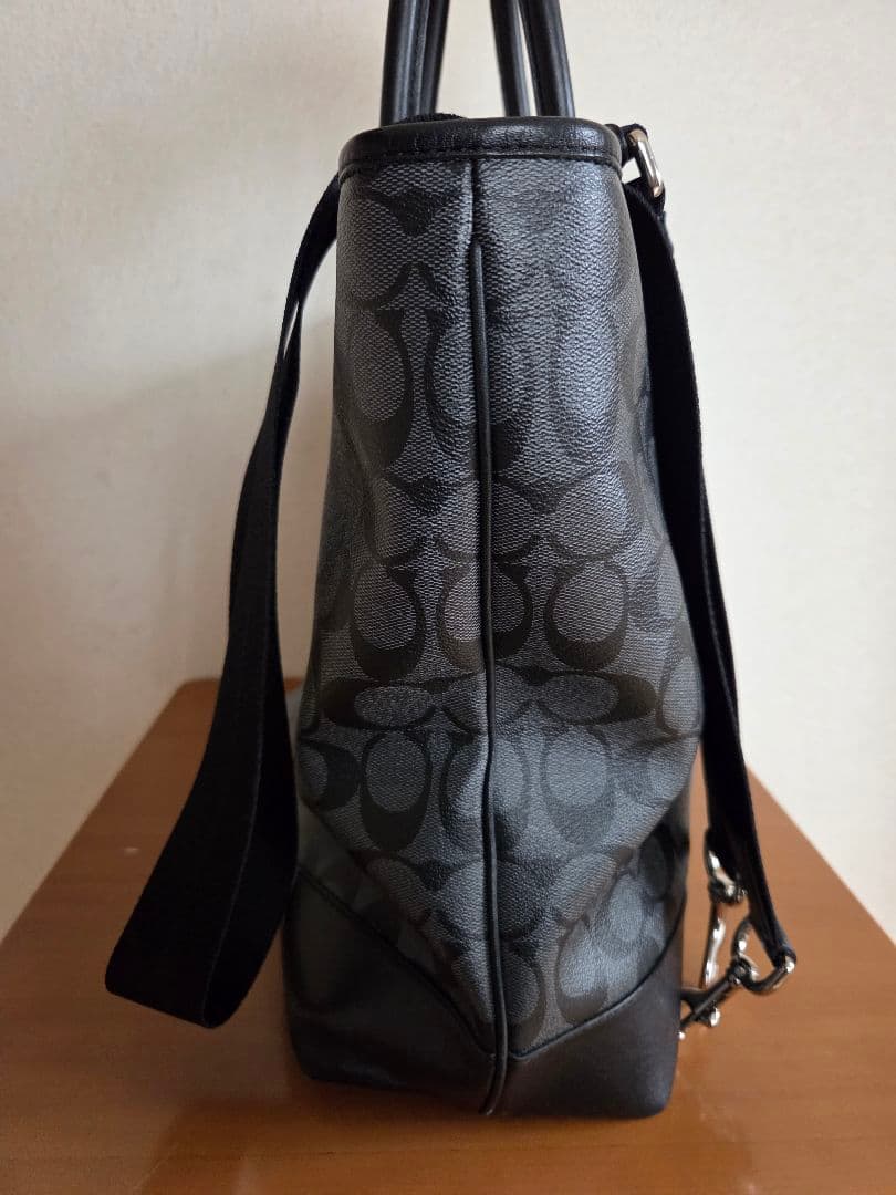 【極美品】COACH トートバッグ シグネチャー ブラック 2WAY 大容量