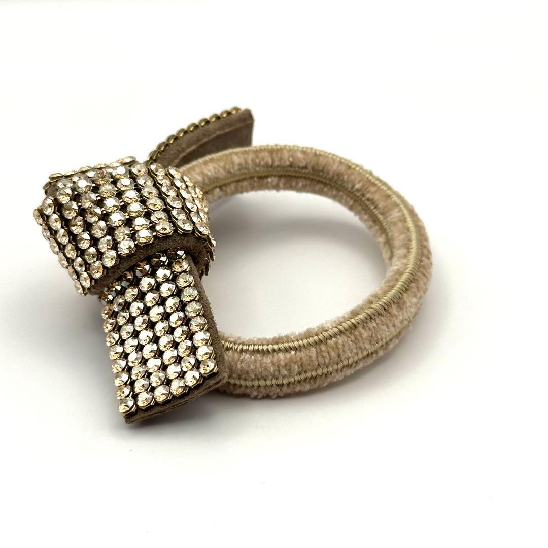 【極美品】acca アッカ ドレスポニー ヘアゴム クリスタル 6列 ベージュ系