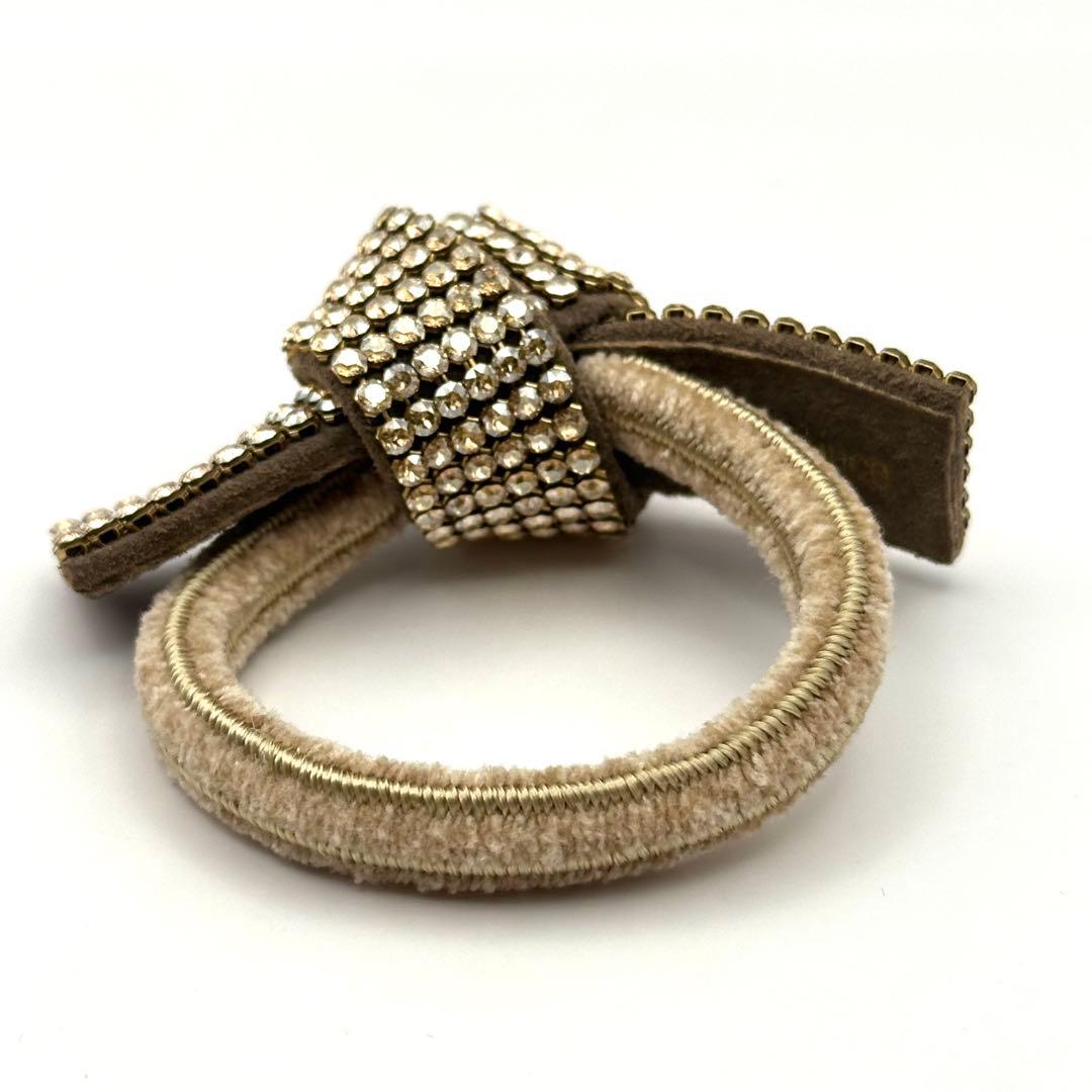 【極美品】acca アッカ ドレスポニー ヘアゴム クリスタル 6列 ベージュ系