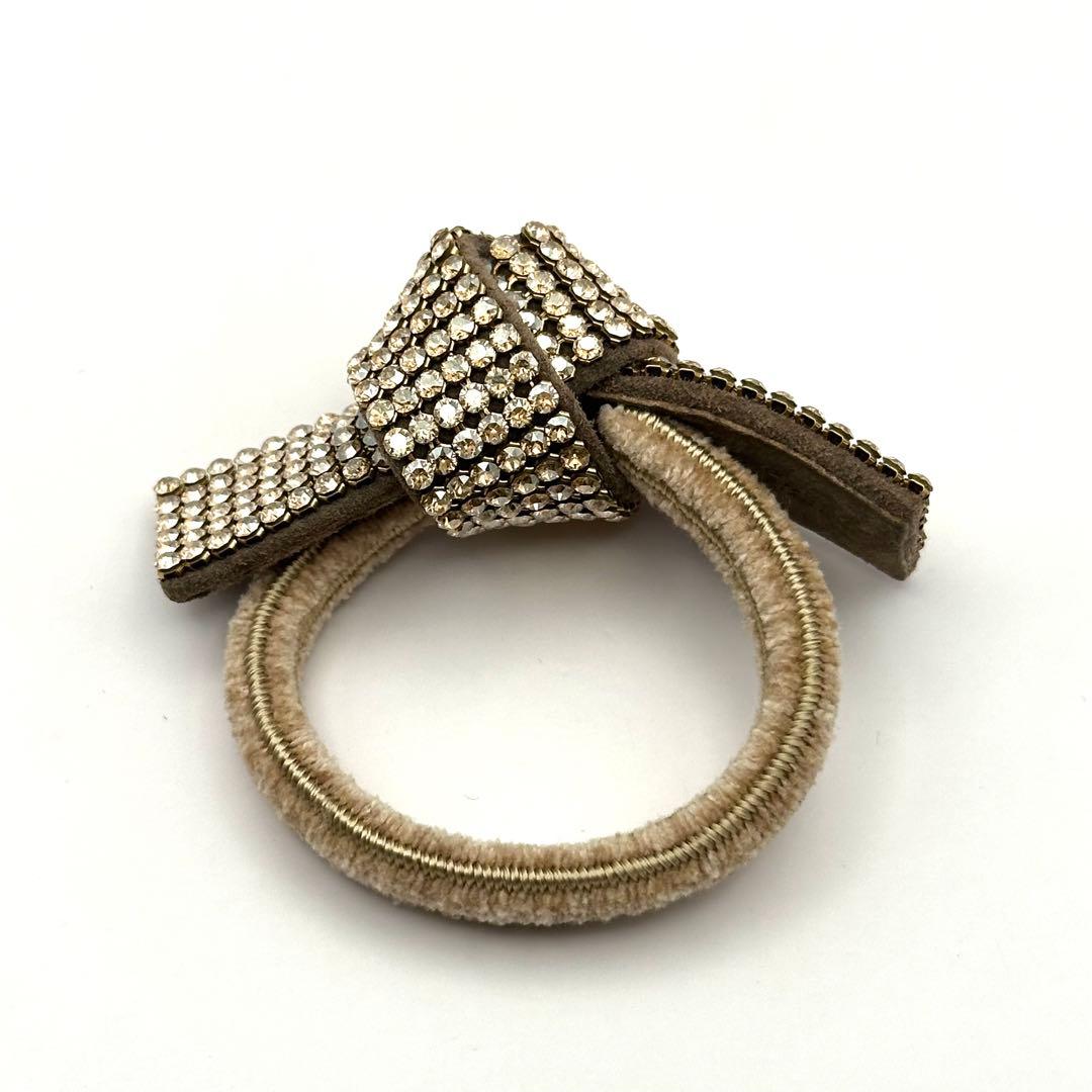 【極美品】acca アッカ ドレスポニー ヘアゴム クリスタル 6列 ベージュ系