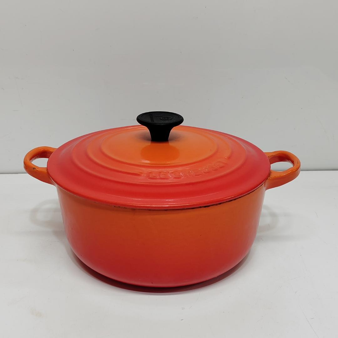 ル・クルーゼ ココットロンド 20cm オレンジ フランス製 両手鍋 m1197