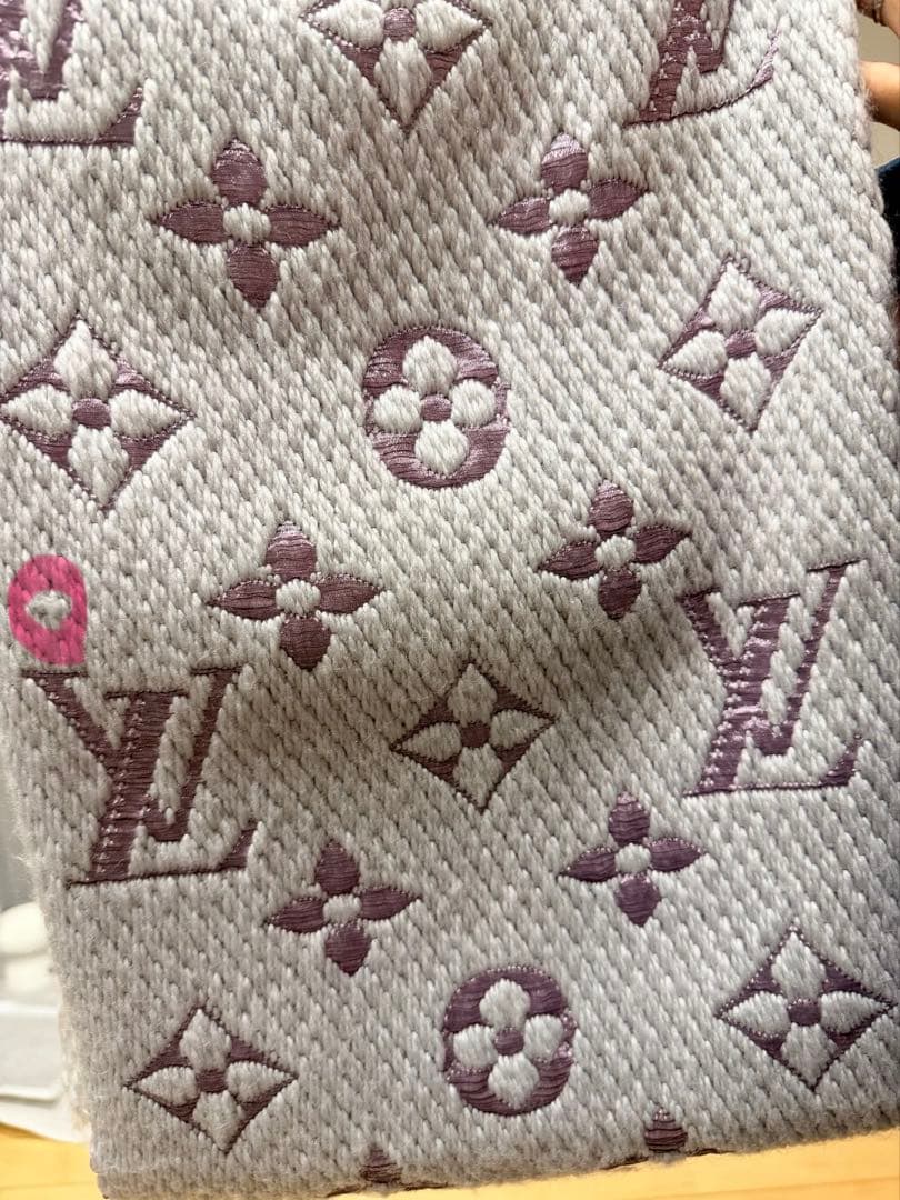 Louis Vuitton モノグラムマフラー グレー/パープル