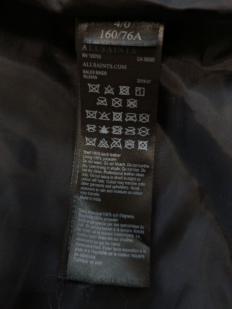 オールセインツ　ダブルライダースジャケット　羊革　本革　サイズ4
