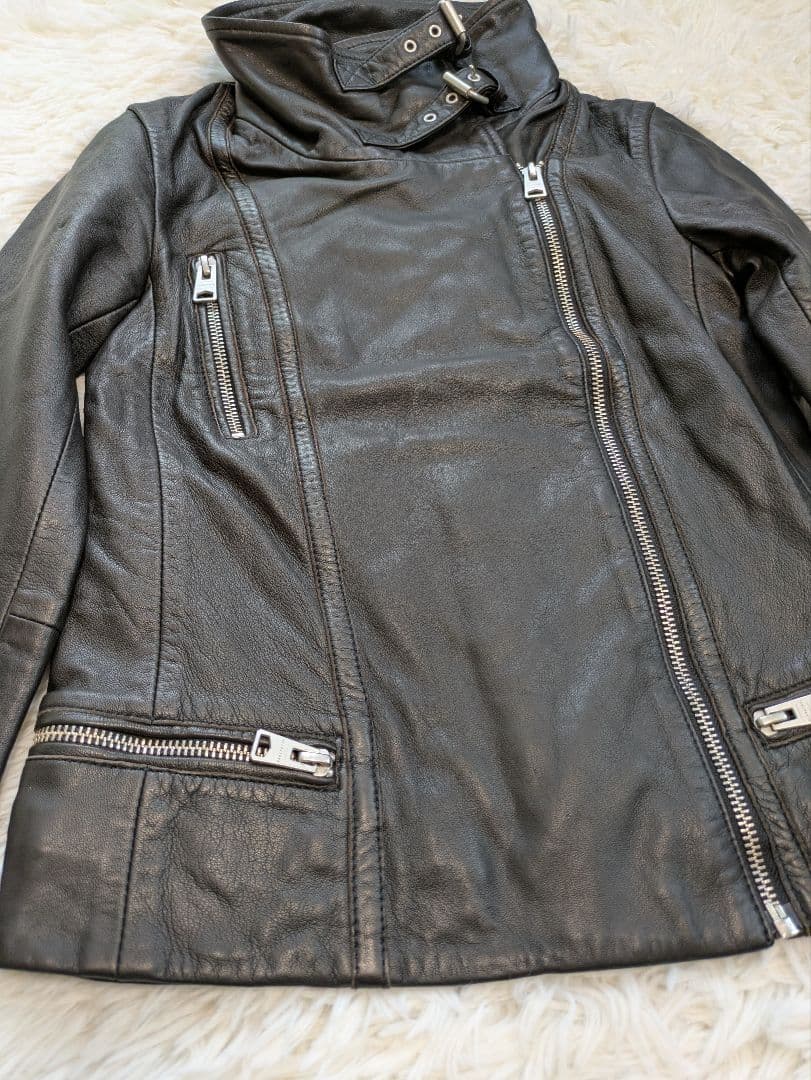 オールセインツ　ダブルライダースジャケット　羊革　本革　サイズ4
