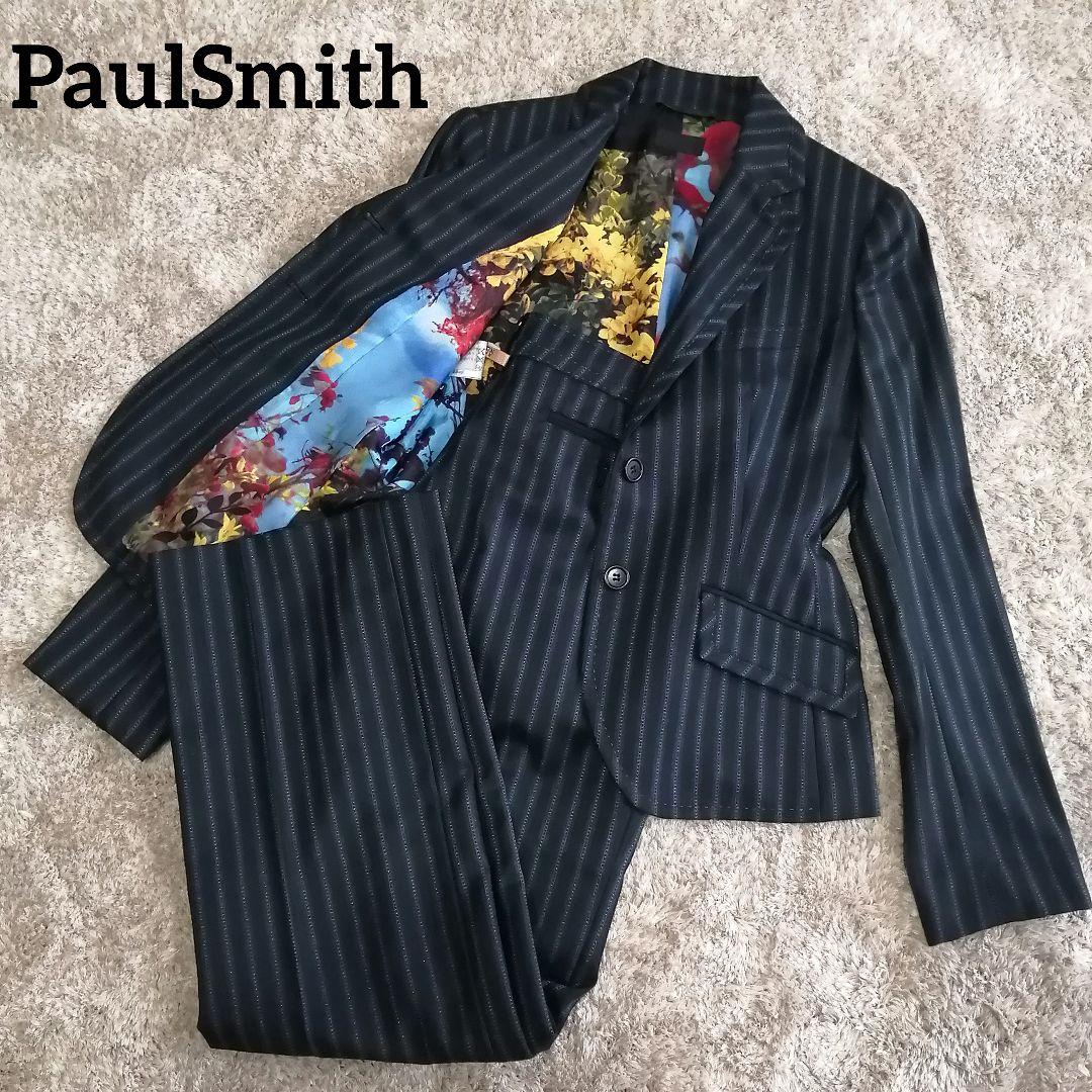 大きいサイズポールスミスブラック　セットアップ　ストライプ 花柄 42 パンツ