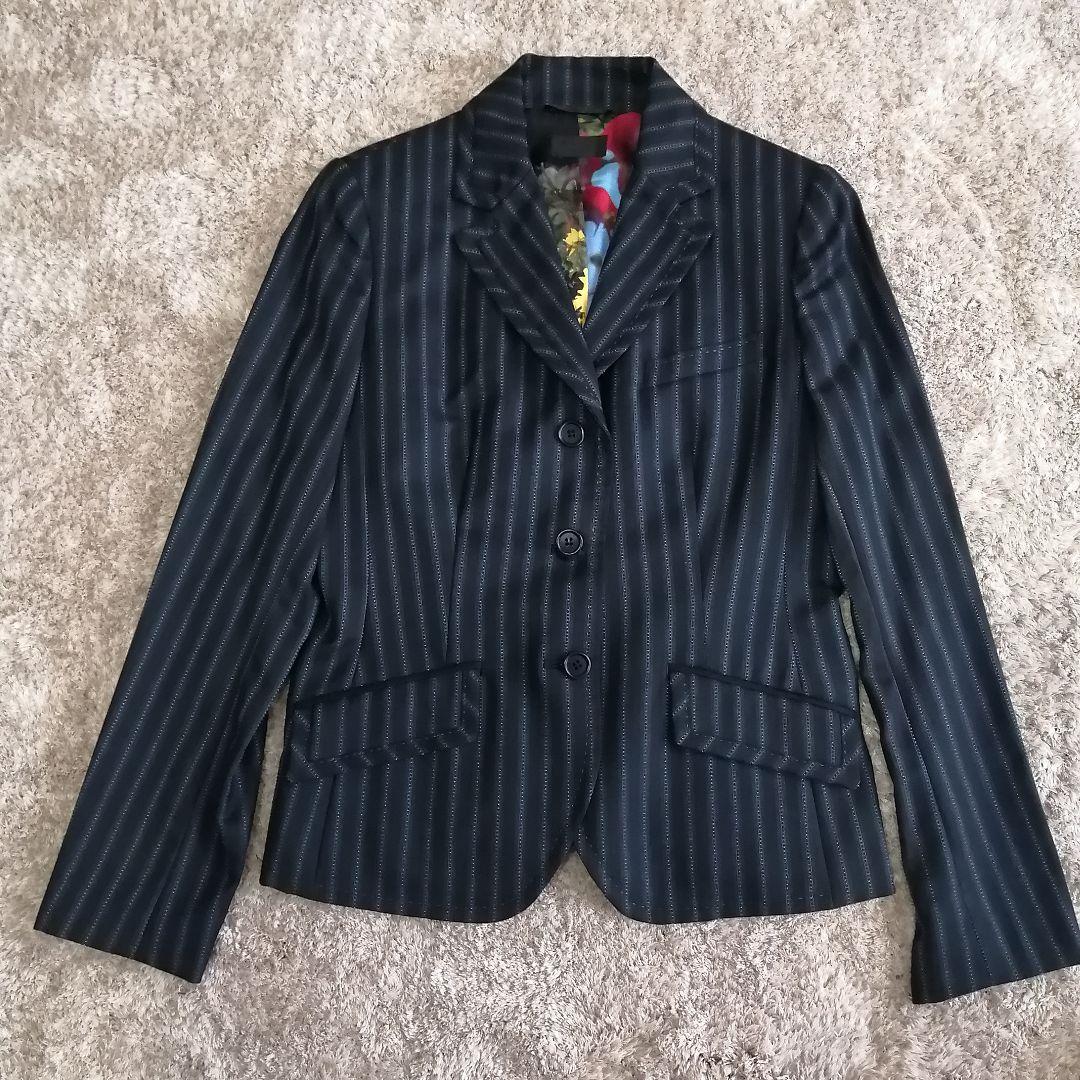 大きいサイズポールスミスブラック　セットアップ　ストライプ 花柄 42 パンツ