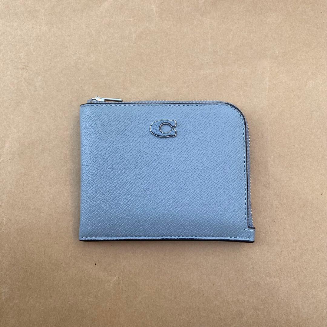 折り財布＋Lジップ財布　グレーブルー　２点セット