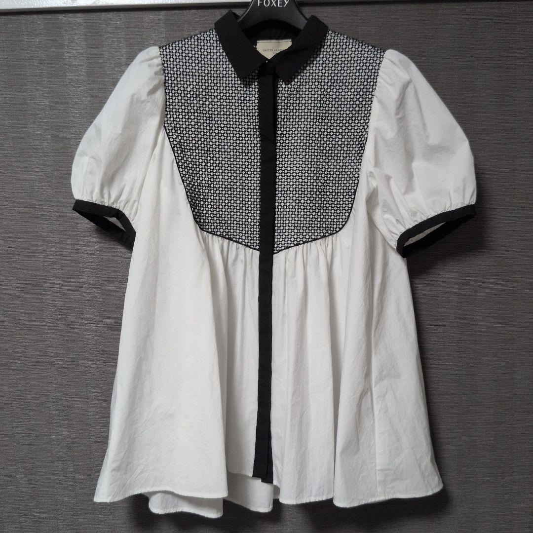 ユナイテッドアローズ エンブロイダリー コンビ ショートスリーブ ブラウス