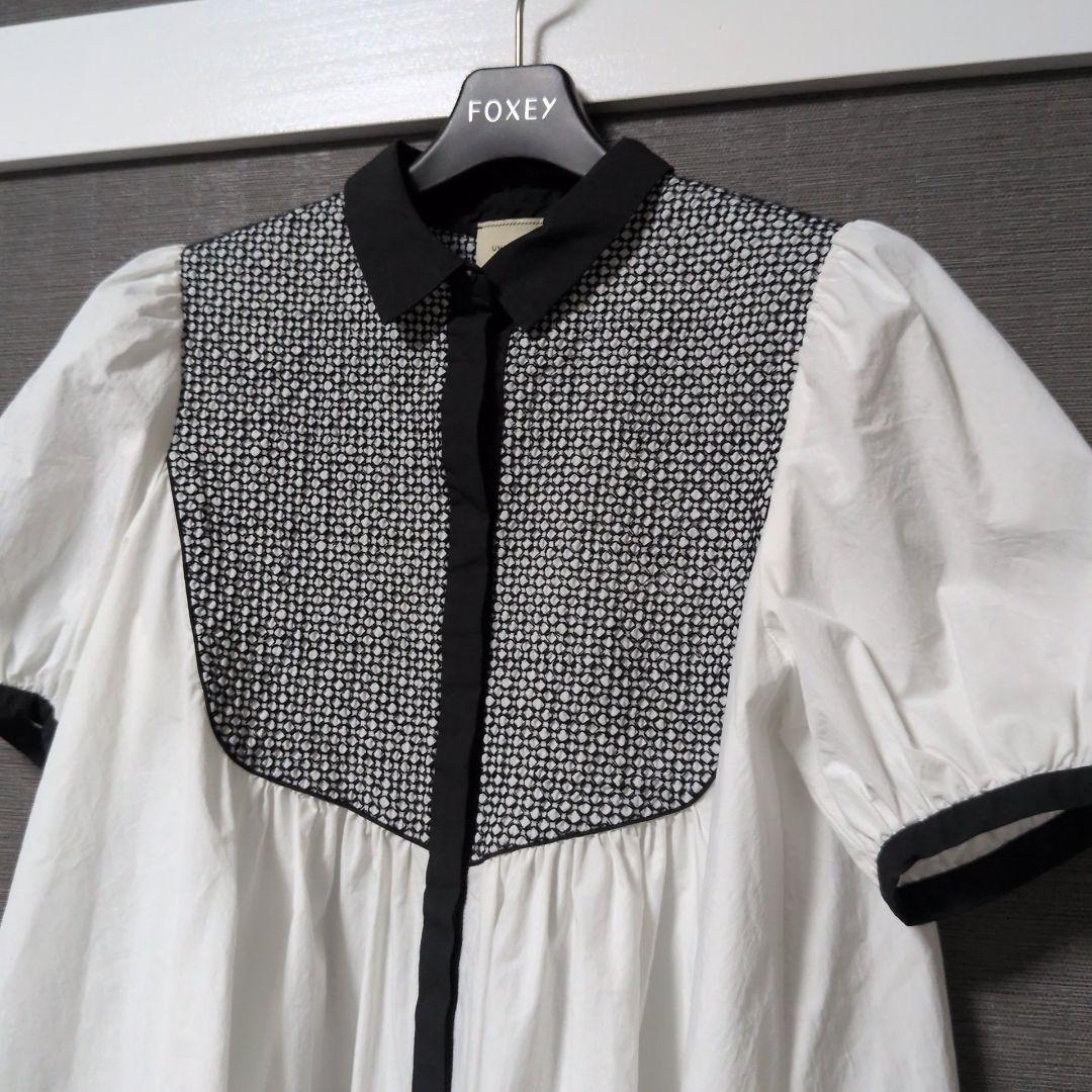 ユナイテッドアローズ エンブロイダリー コンビ ショートスリーブ ブラウス