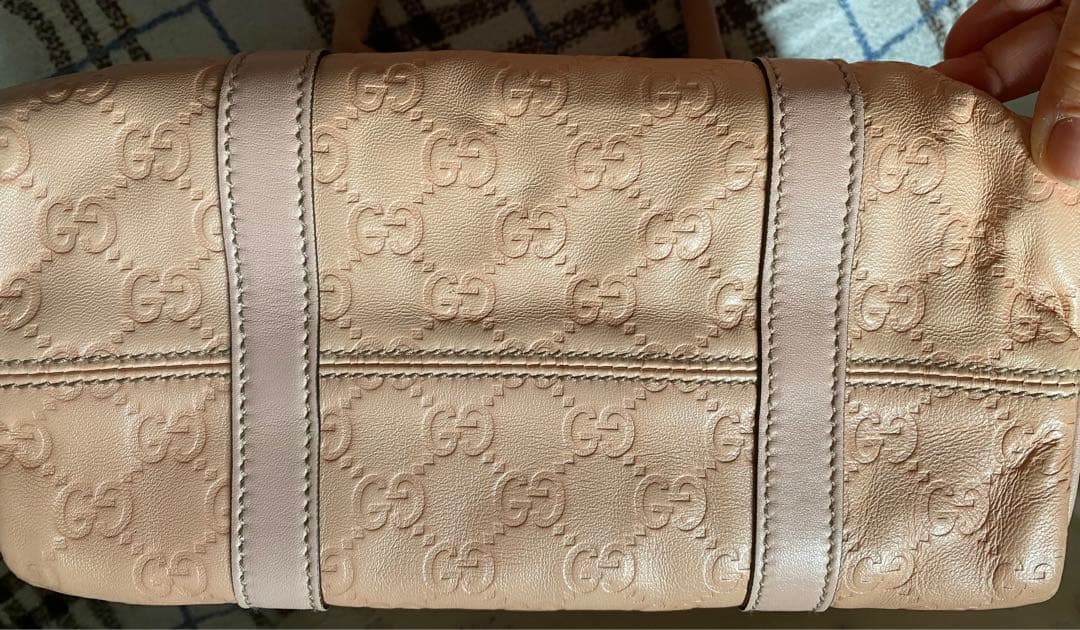 グッチ　シマ　最終価格希少レアベビーピンク羊革　ミニボストン