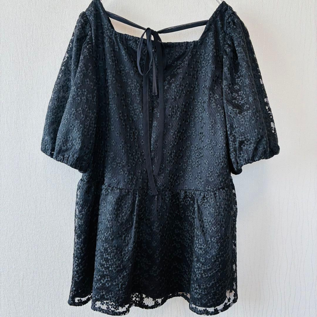 【美品】 ローズティアラ 3XL 46 大きいサイズ トップス チュニック 黒