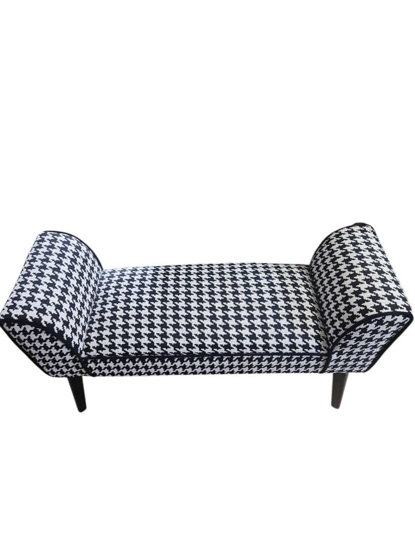 【美品】ベンチスツール(千鳥柄)　ベンチソファ　玄関椅子　おしゃれ　可愛い