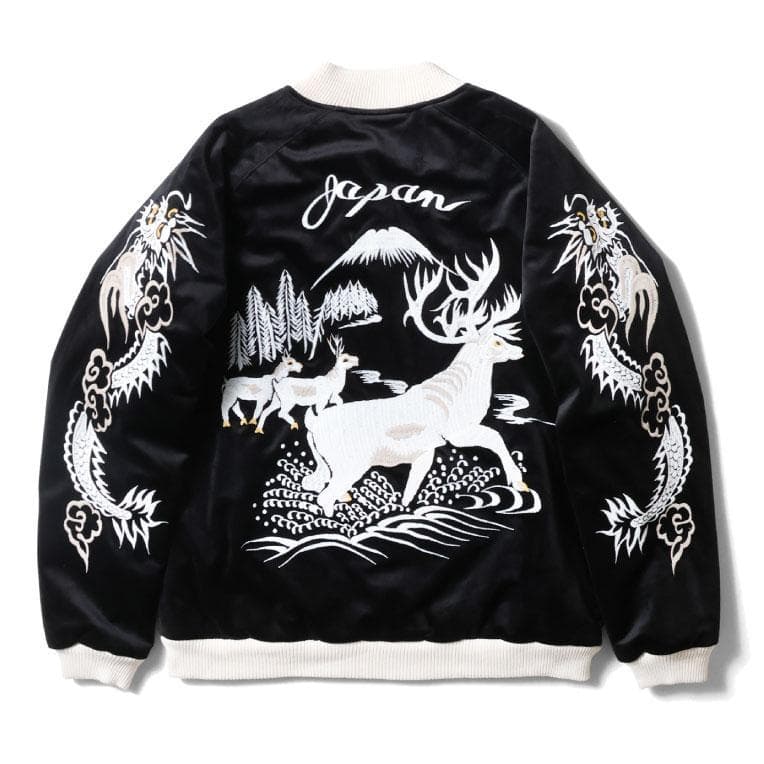 新品＊HOUSTON ヒューストン 別珍 スカジャン トナカイ ブラック L