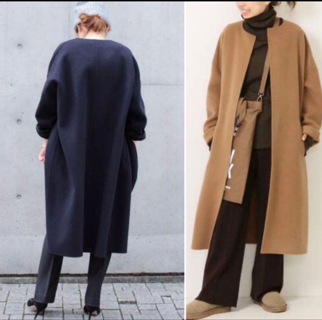 定価¥117.700 ドゥーズィエムクラスCINOH 紺色ウールカシミヤコート