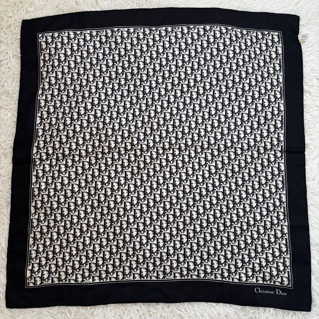 Christian Diorディオール トロッター柄 シルク スカーフ ブラック