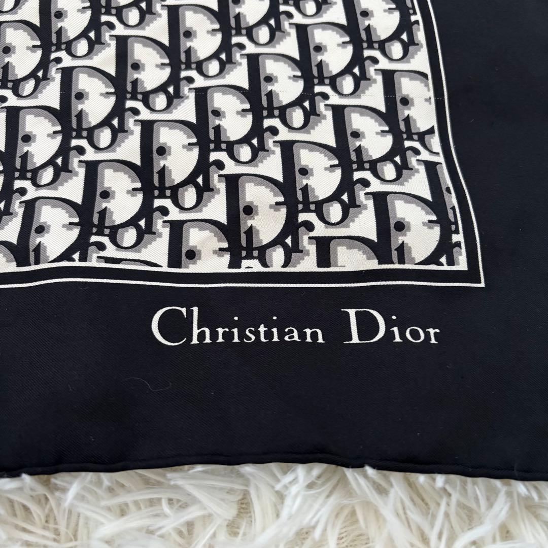 Christian Diorディオール トロッター柄 シルク スカーフ ブラック