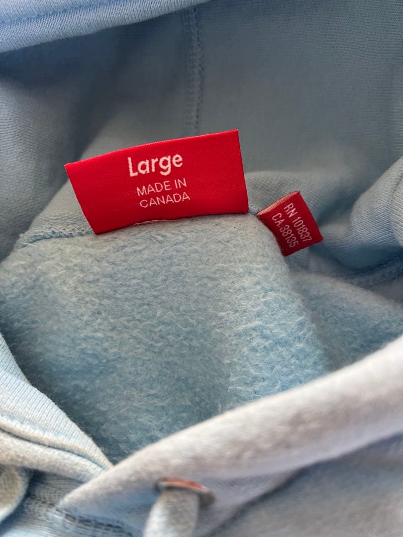 supreme 希少19s BOXロゴ刺繍パーカー　ライトブルー