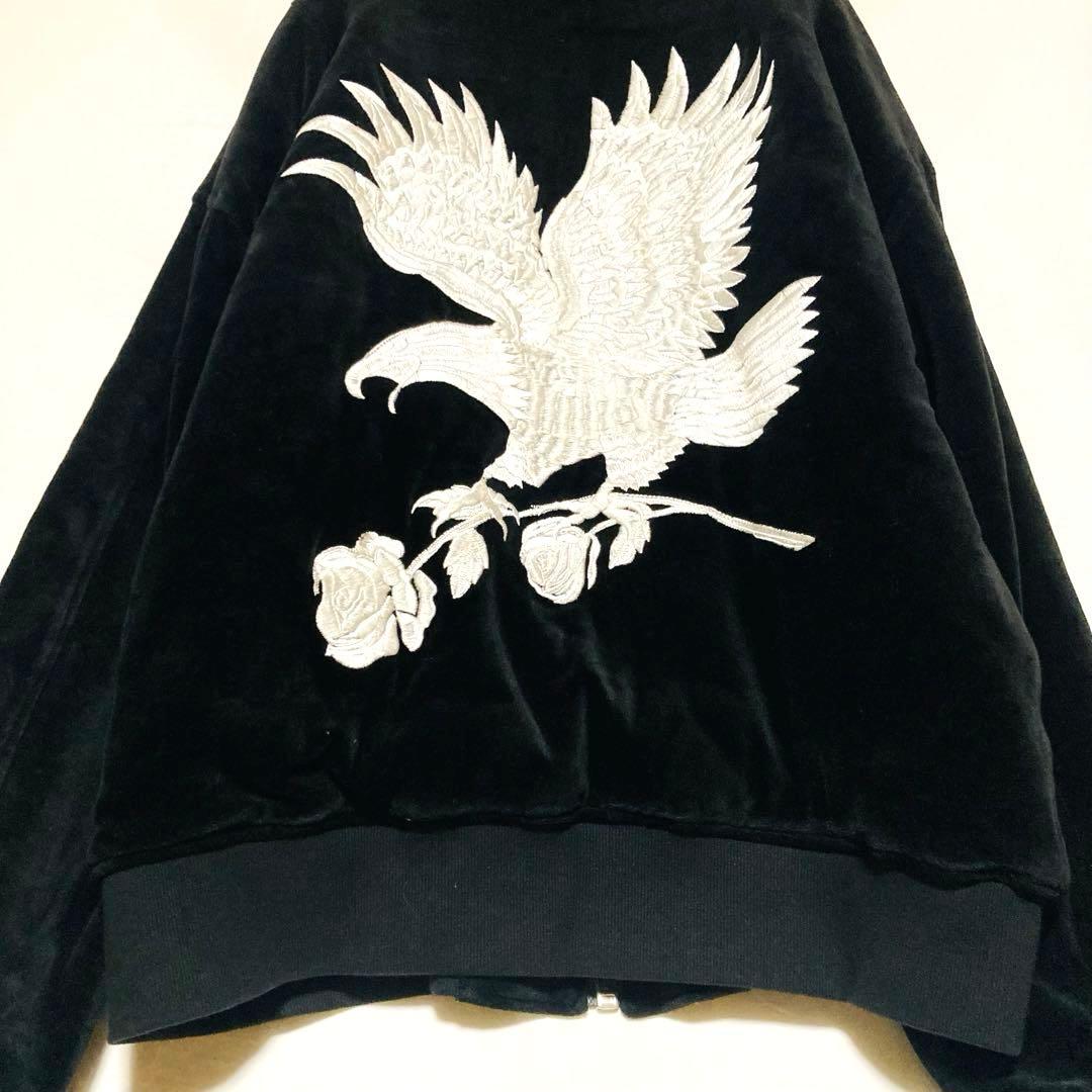 ダンケシェーン 刺繍 ベロア スカジャン オーバーサイズ 顔虎 鷹 イーグル 虎