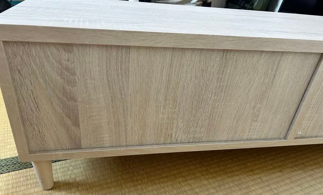 テレビ台 ローボード 50型•55型用 白/オークナチュラル 鏡面仕上