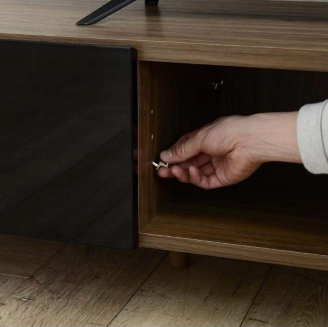 テレビ台 ローボード 50型•55型用 白/オークナチュラル 鏡面仕上