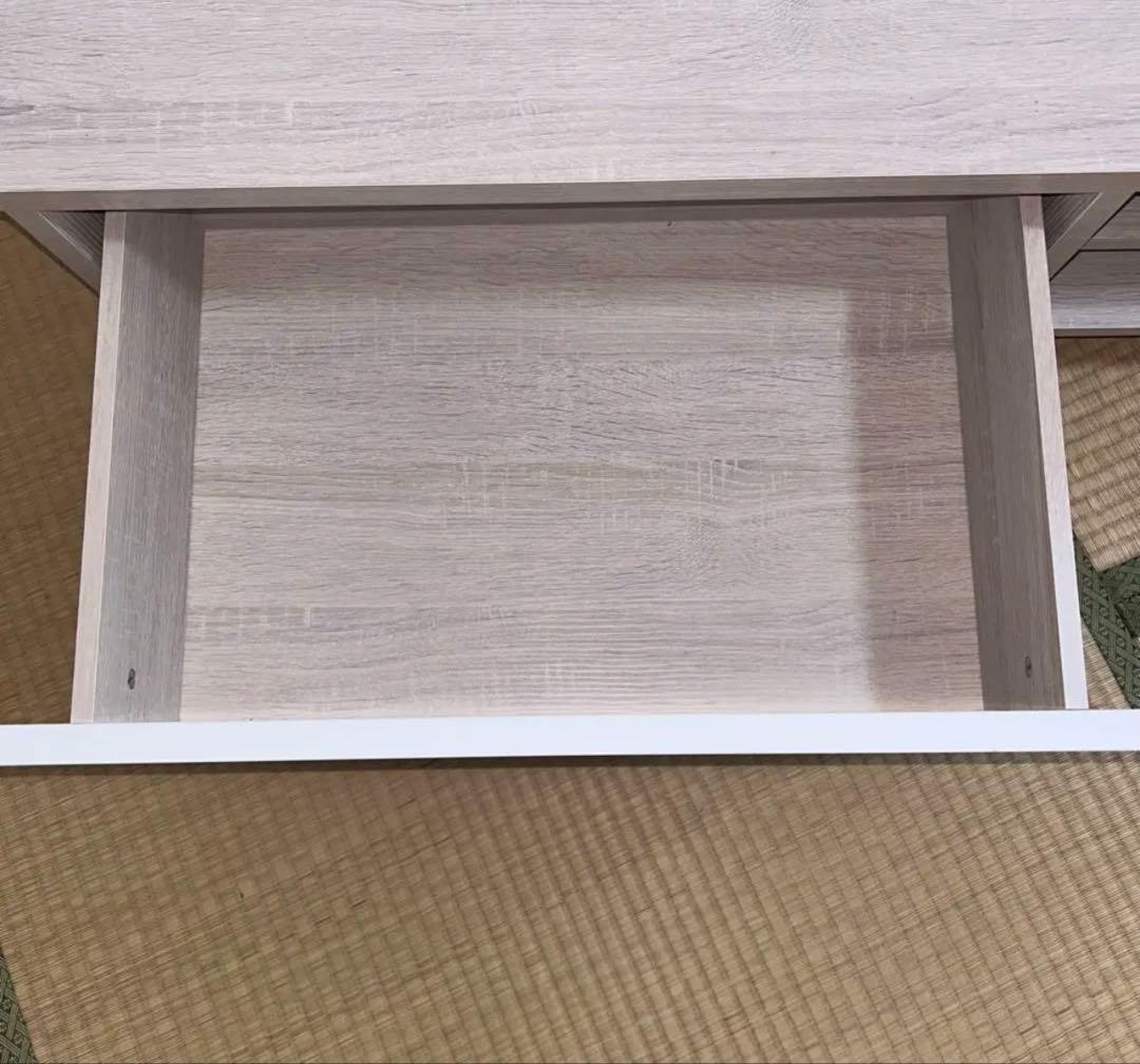 テレビ台 ローボード 50型•55型用 白/オークナチュラル 鏡面仕上