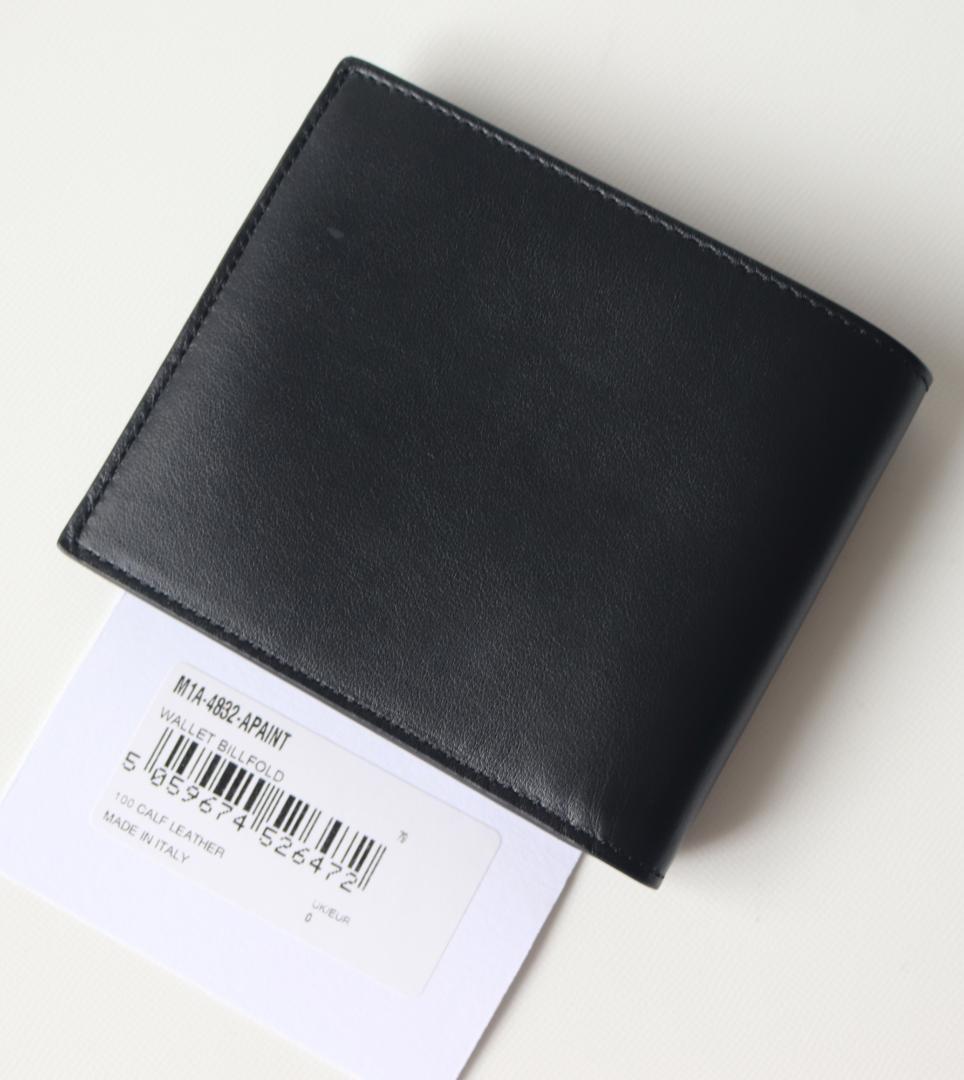 34,100円新品【ポールスミス】伊製 ペインテッドストライプ 二つ折り財布 黒