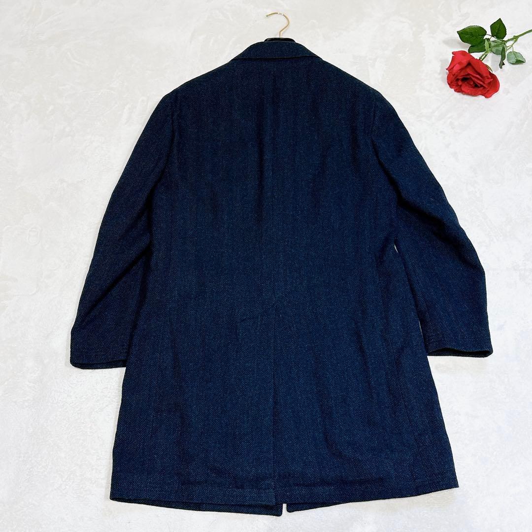 新品同様✨　ポロラルフローレン　チェスターコート　ネイビー　ヘリンボーン
